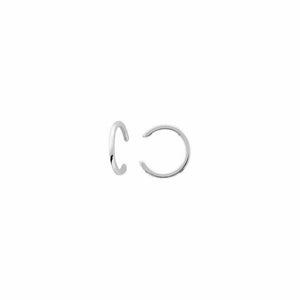 14K Solid Gold Bead Design Ear Cuff Earrings - Minimalist White Gold