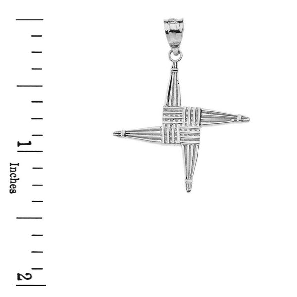 925 Sterling Silver Irish St. Brigid's Christian Wall Cross Pendant Necklace