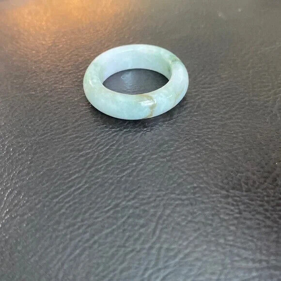 Green Natual Jade Band Ring Big Size 6.5 - Unisex Width 6mm