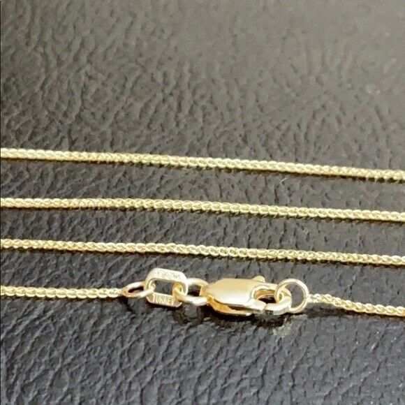 14k Solid Yellow Real Gold 0.8 mm Round Wheat Chain Necklace 16", 18", 20"
