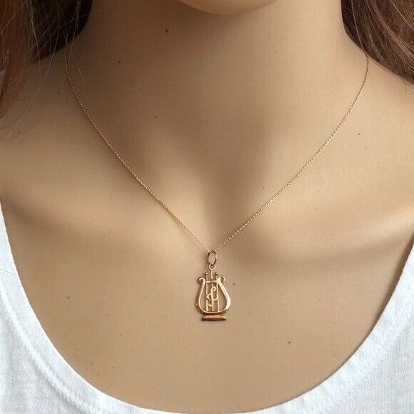 14K Solid Gold Small Music Note Pendant /Charm Dainty Necklace 16", 18"