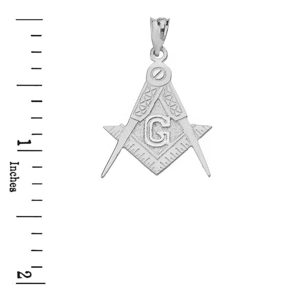 925 Sterling Silver Freemason Compass and Square Pendant Necklace