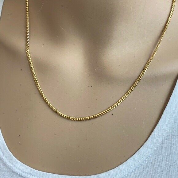 14k Yellow Gold Plated Sterling Silver Italian Italy Cuban Chain necklace 2.6 mm