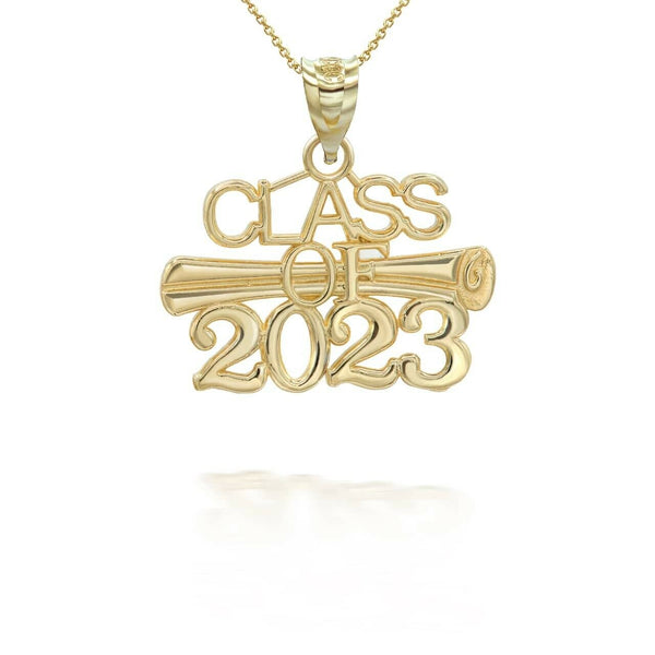 10K Solid Gold Class of 2023 Graduation Diploma Pendant Necklace