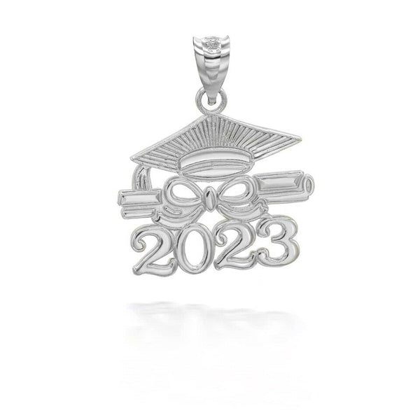 925 Sterling Silver Class of 2023 Graduation Diploma and Cap Pendant Necklace