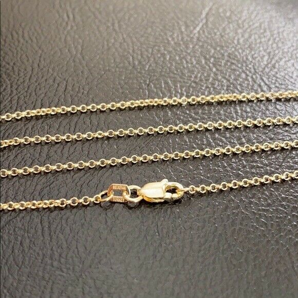 14 k Solid Yellow Real Gold 1.5 mm Light Rolo Chain Necklace 16",18",20" Lobster