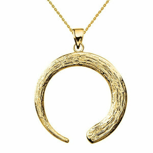 10k Solid Yellow Gold Japanese Buddhist Zen Circle Pendant Charm Necklace