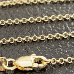 14 k Solid Yellow Real Gold 1.5 mm Light Rolo Chain Necklace 16",18",20" Lobster