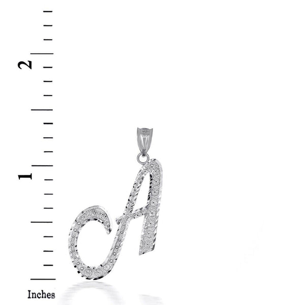 925 Sterling Silver Cursive Initial Letter A Pendant Necklace