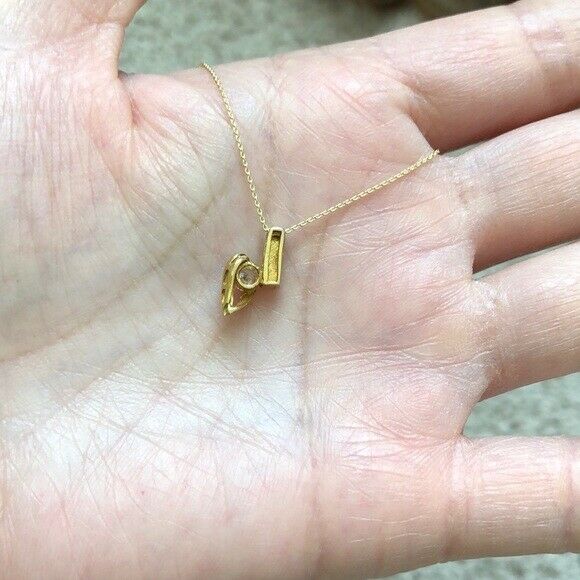 14K Solid Gold Mini CZ Charm Pendant Dainty Necklace 16"-18" adjustable