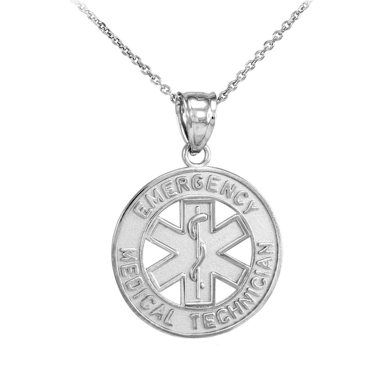 Fine 925 Sterling Silver EMT Medical Charm Pendant Necklace Made in USA