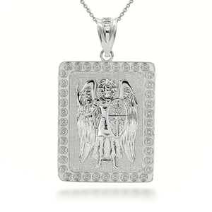 925 Sterling Silver St. Saint Michael ArchAngel 3D Pendant Necklace