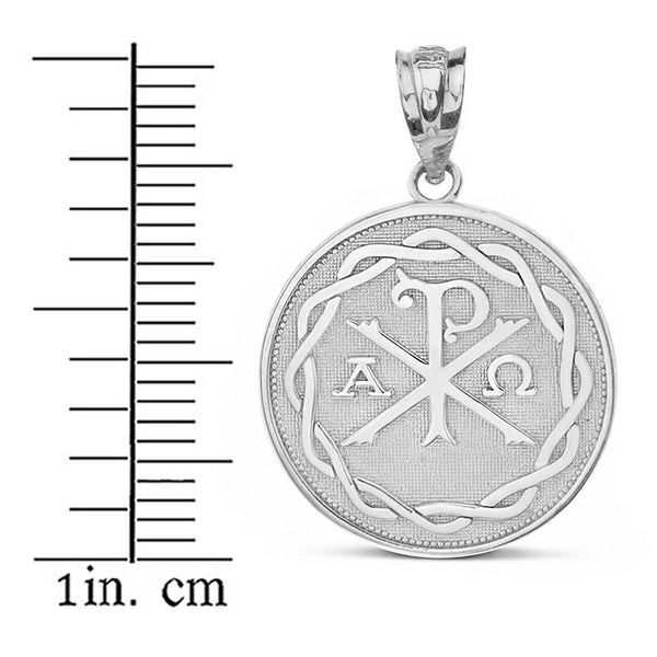 10K Solid White Gold Ancient Christian Chi Rho Px Symbol Pendant Necklace
