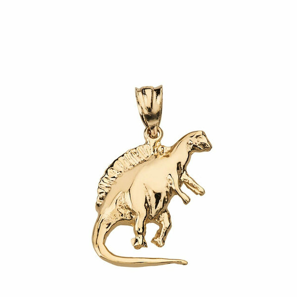 14k Solid Yellow Gold Spinosaurus Dinosaur Charm Pendant Necklace