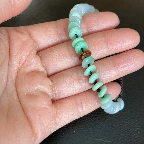 NWOT Round Mini Donut Natural Jade Bangle Bracelet Adjustable