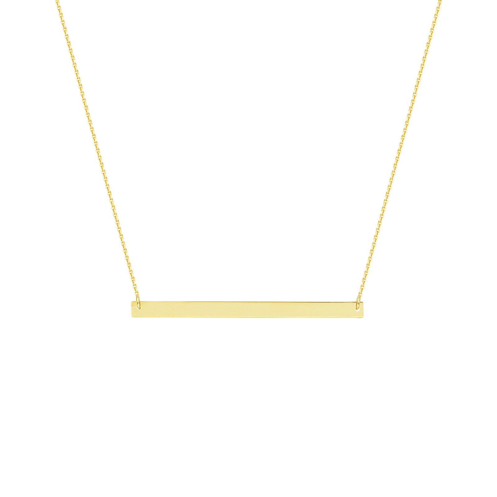 .925 Sterling Silver Thin Bar Plate Geometric Necklace - Gold Plated