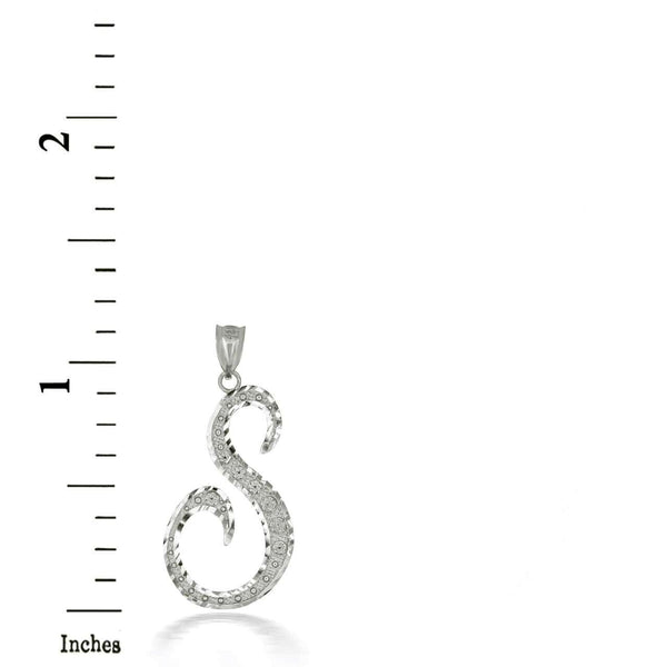 925 Sterling Silver Cursive Initial Letter S Pendant Necklace