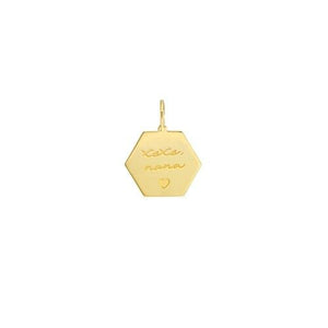 Personalized 14K Solid Yellow Gold Medium Hexagon Engravable Pendant 17mm