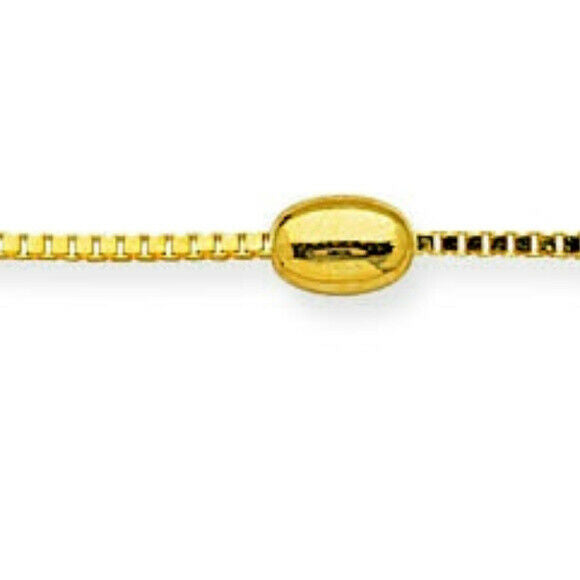 14K Solid Gold Coffee Bean Anklet -Yellow 9"-10" inches Adjust -Minimalist Box