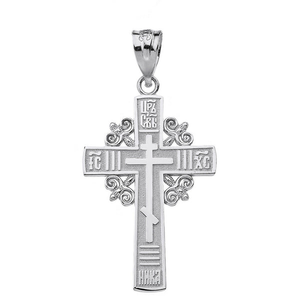 925 Sterling Silver Eastern Orthodox Cross Charm Pendant Necklace 16 18" 20" 22"