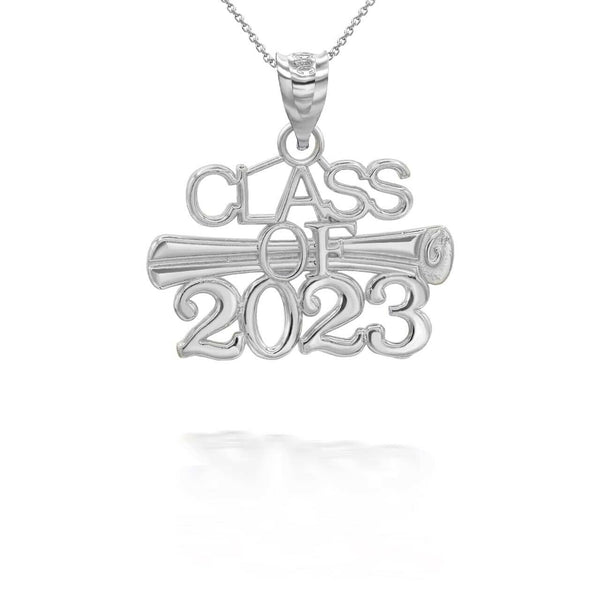 14K Solid Gold Class of 2023 Graduation Diploma Pendant Necklace