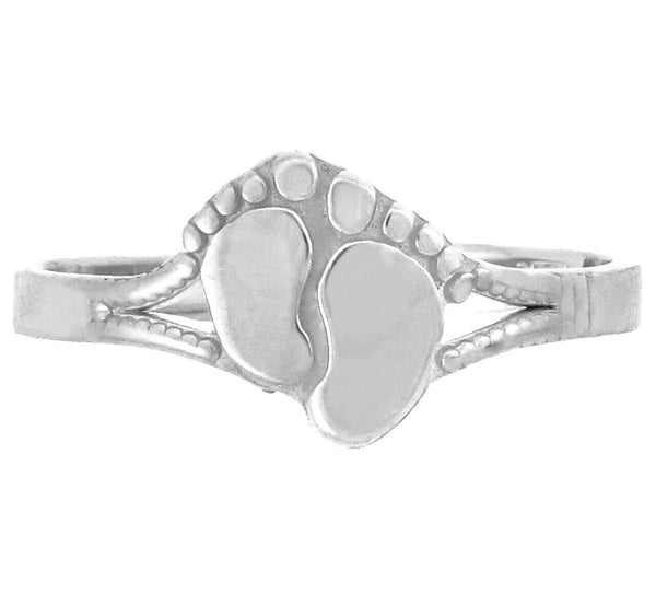 925 Sterling Silver Footprint Toe Ring - Adjustable - Knuckle, Thumb