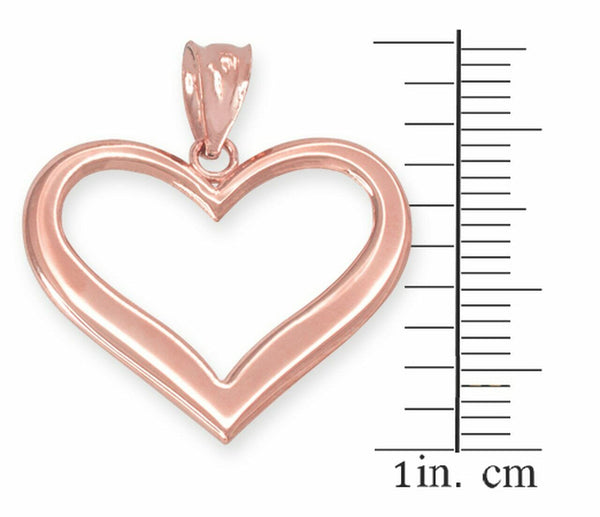 10k Rose Gold Polished Open Heart Pendant Necklace 16", 18", 20", 22"