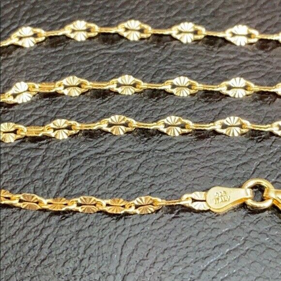 14k Yellow Gold Sterling Silver Italian Italy DC Confetti Chain necklace 2.7 mm