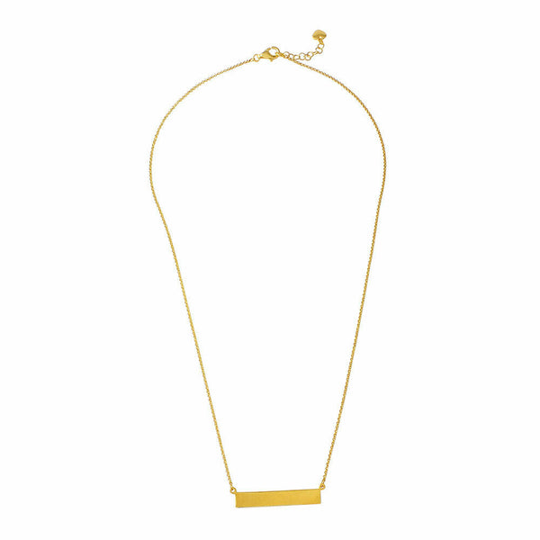 925 Sterling Silver Yellow Gold Plated Bar Plate Geometric 16"-18" Necklace