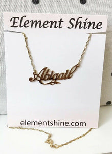 NWT Personalized Gold over Sterling Silver Name Plate Necklace - Abigail 16”