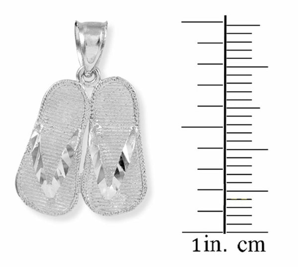 925 Sterling Silver Flip Flops 3D Charm Pendant Necklace 16" 18" 20" 22"
