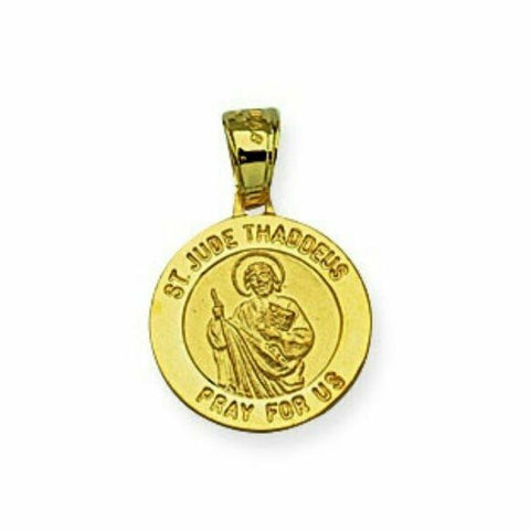 Solid 14k Real Yellow Gold Saint St. Jude Pray for Us Small Pendant Charm