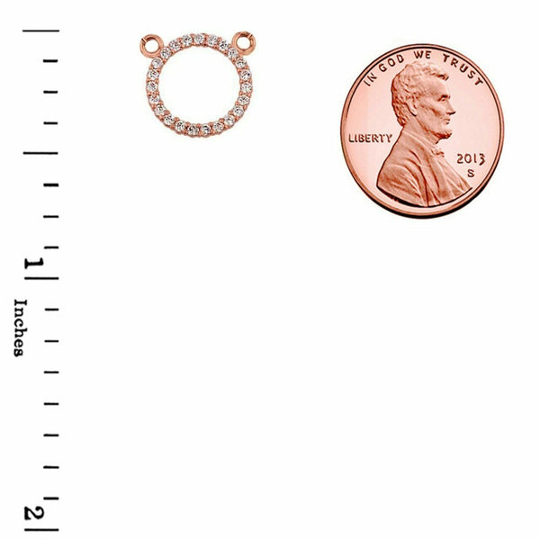 14k Solid Rose Gold Eternity Circle of Life and Love Small Round CZ Necklace