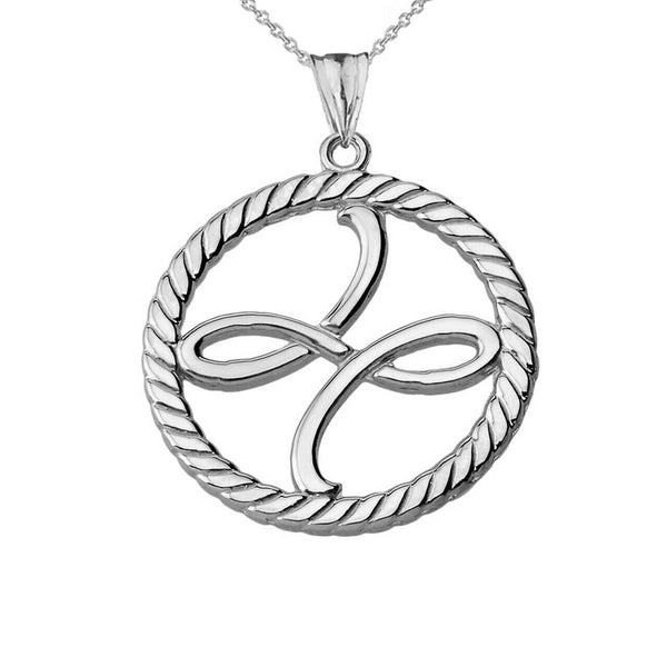 925 Silver Sterling Friendship Symbol in Rope Pendant Necklace