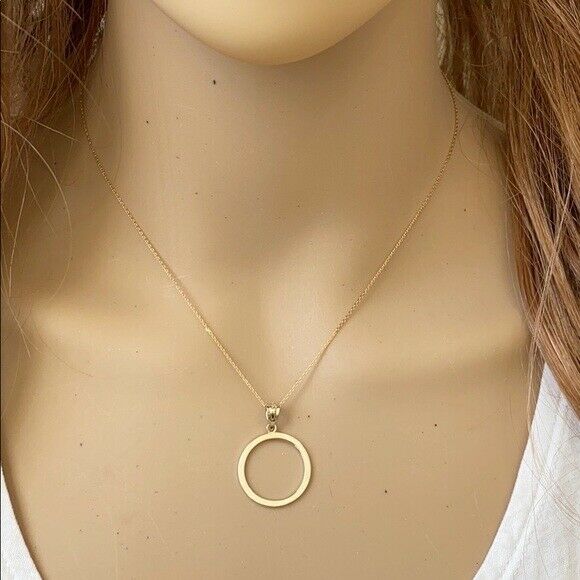 14K Solid Rose Gold Eternity Love Circle Of Life Karma Pendant Dainty Necklace