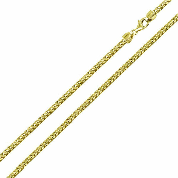 14k Yellow Gold Plated Sterling Silver Italian Italy Franco Chain necklace 2.2mm