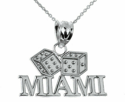 925 Sterling Silver MIAMI Dice Star Pendant Necklace Gamble Casino