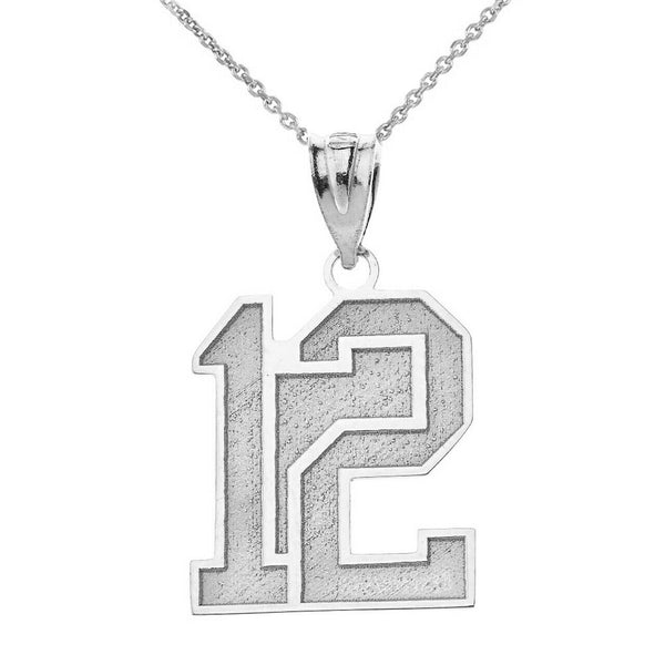 Personalized Name Number Sterling Silver Jersey Two-Digit Pendant Necklace