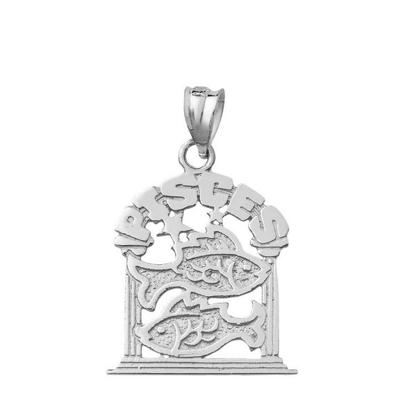 .925 Sterling Silver Zodiac Astrological Pisces Two Fishes Pendant Necklace