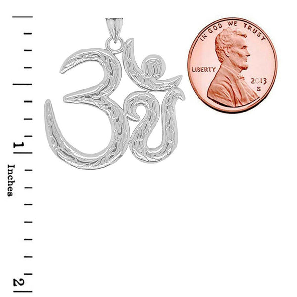 Sterling Silver OM (OHM) Symbol Yoga Large Pendant Necklace Made US Meditation