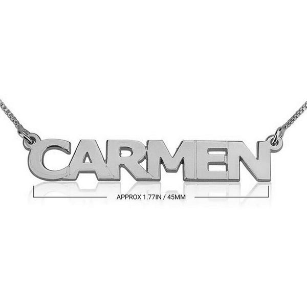 Personalized Sterling Silver Capital Name Plate Box Chain Necklace