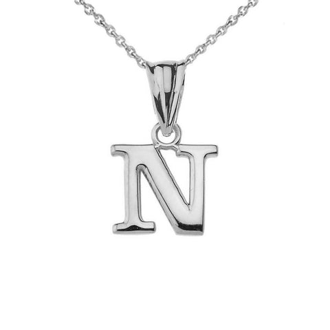 925 Sterling Silver Mini Small Initial Letter N Pendant Necklace 16" 18" 20" 22"