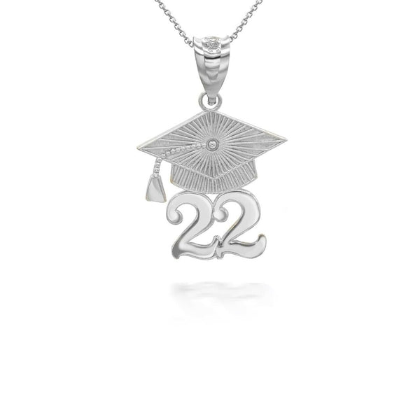 .925 Sterling Silver Class of 2022 Graduation Cap Pendant Necklace