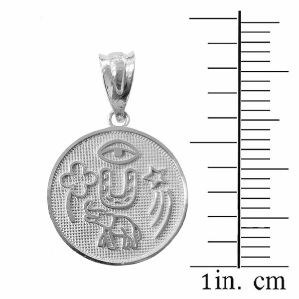 10k 14k Solid Gold Lucky Charms Amulet Good Luck Disc Medallion Pendant Necklace