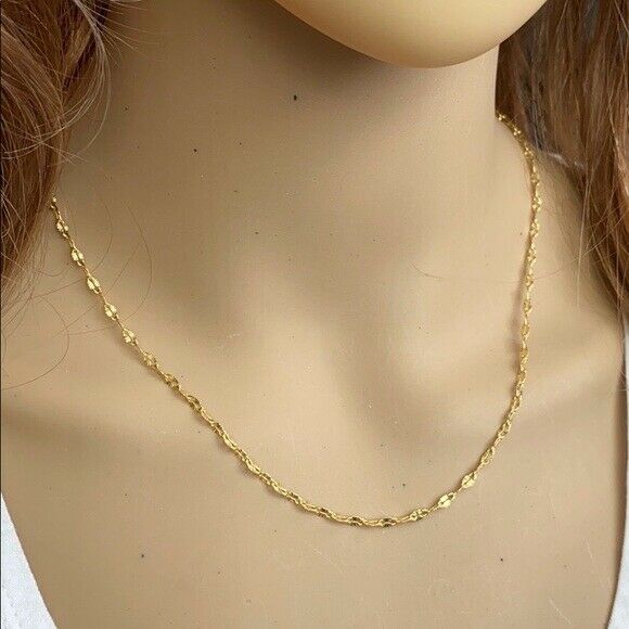 14k Yellow Gold Sterling Silver Italian Italy DC Confetti Chain necklace 2.7 mm