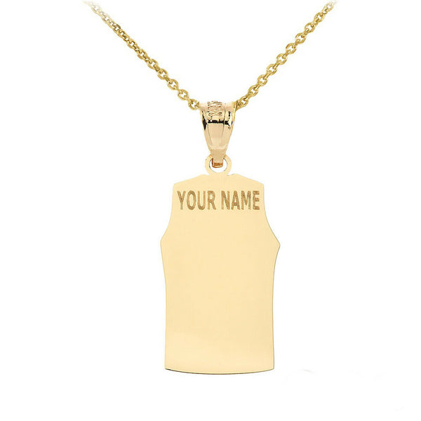 Personalize Name Number 10k 14k Gold Basketball Jersey Shirt Pendant Necklace