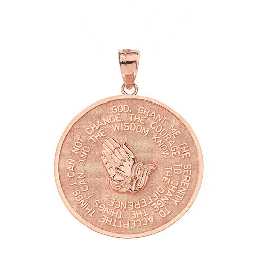 10k Solid Gold Serenity & The Lord's Prayer Protection Large Pendant Necklace