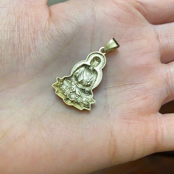 14k Yellow Gold Buddha in Lotus Flower Pendant Necklace
