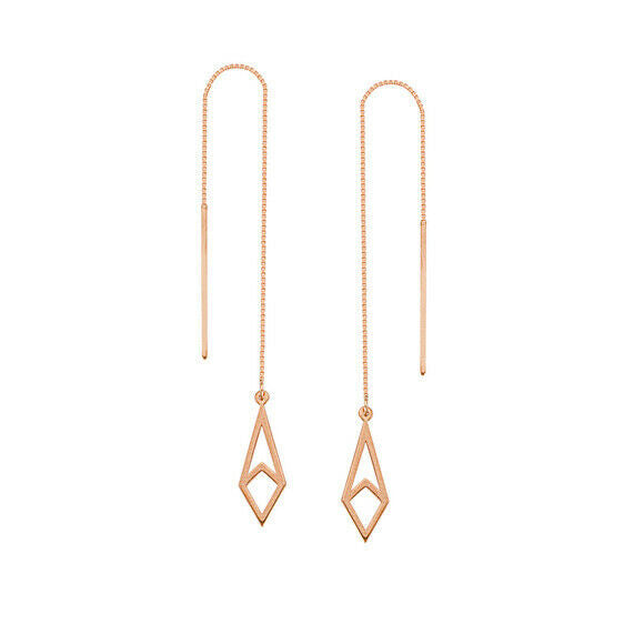 14K Solid Rose Gold Open Disc/ Disk  Round Threader Earrings -