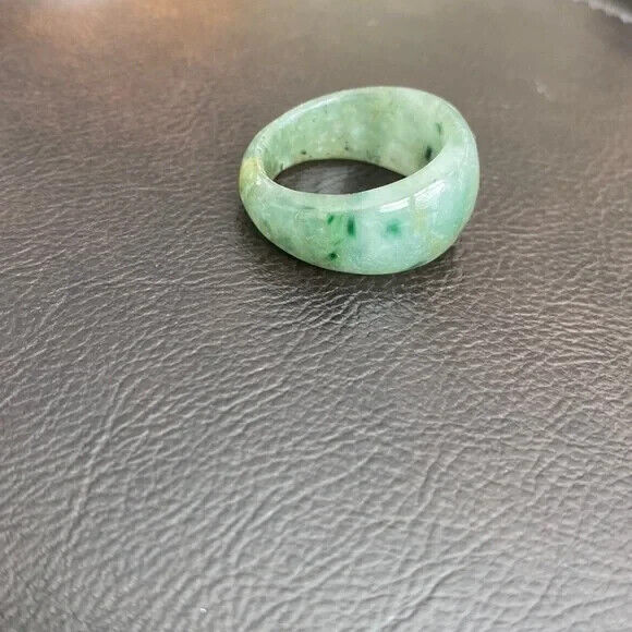 Green Natual Jade Band Ring Big Size 11 - Unisex Width 8-14mm